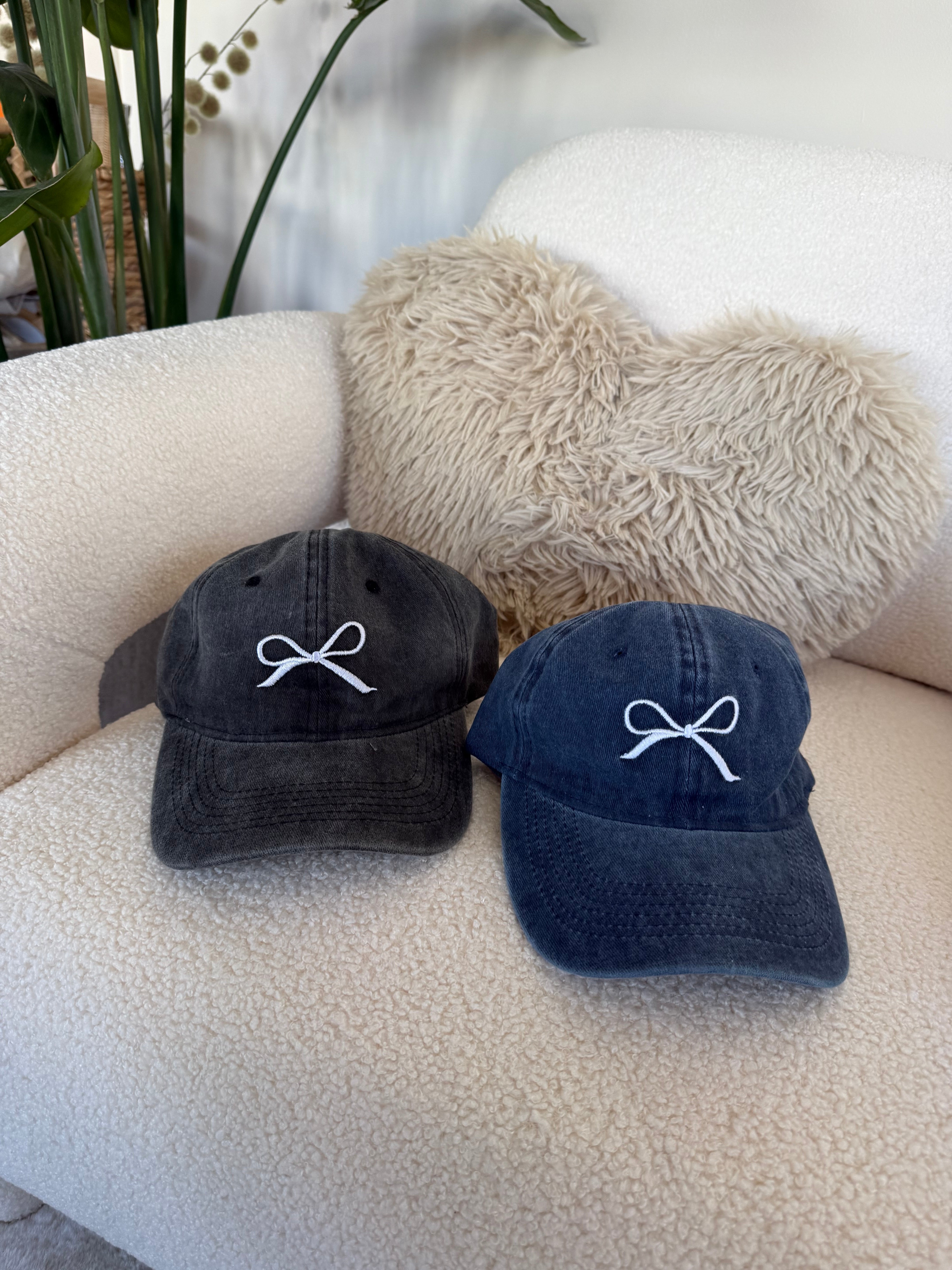 Bow denim cap